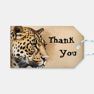 Etiqueta Para Presente Gaze de Leopardo: Um Retrato de Graça Selvagem