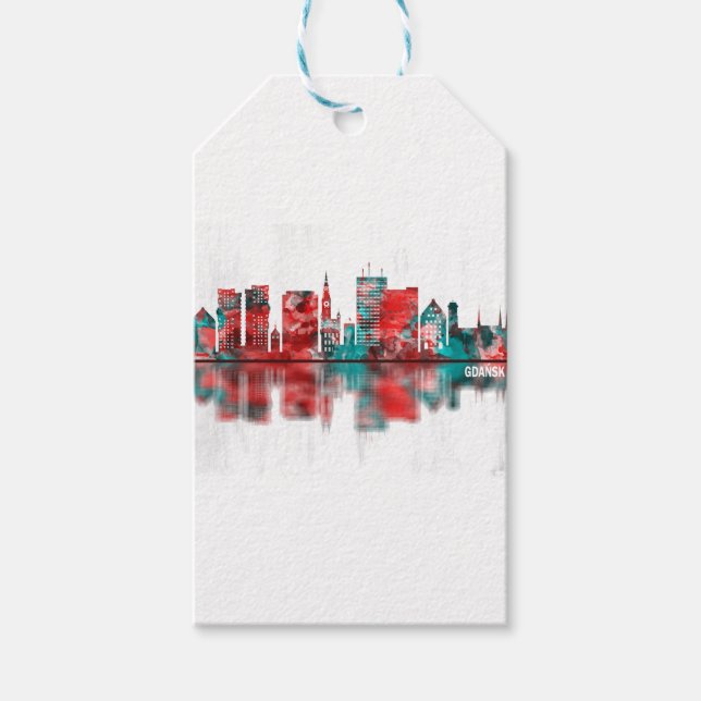 Etiqueta Para Presente Gdansk Polônia Skyline (Frente)