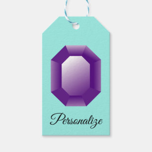 Etiqueta Para Presente Gema ametista roxa personalizada