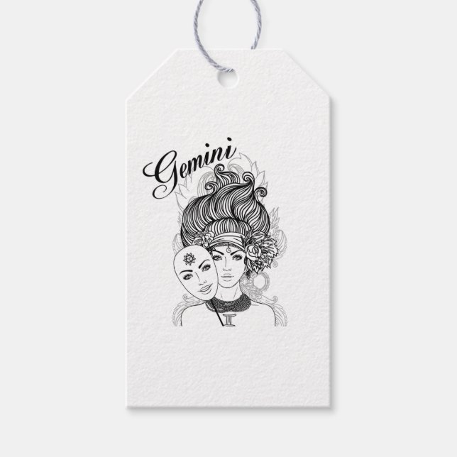 Etiqueta Para Presente Gemini Zodiac Design (Frente)