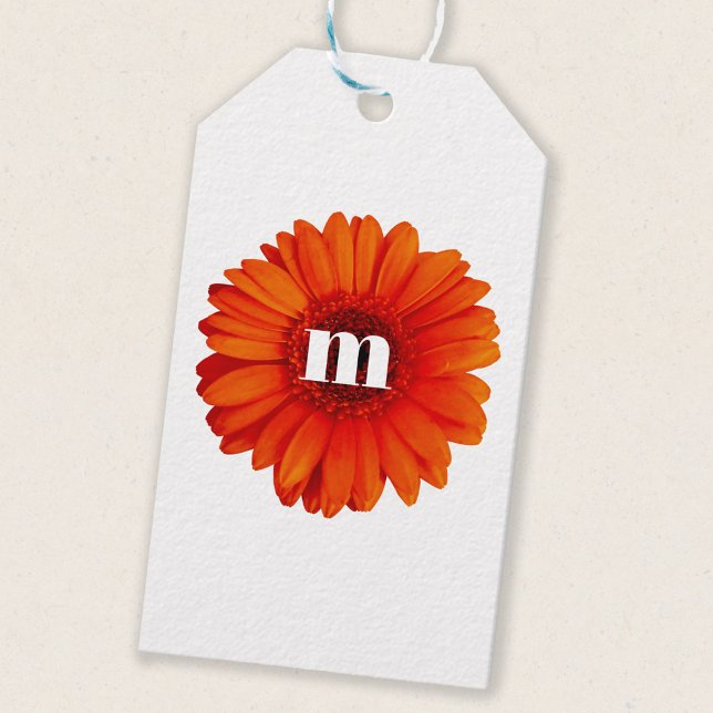 Etiqueta Para Presente Gerbera Daisy Monograma inicial (Criador carregado)