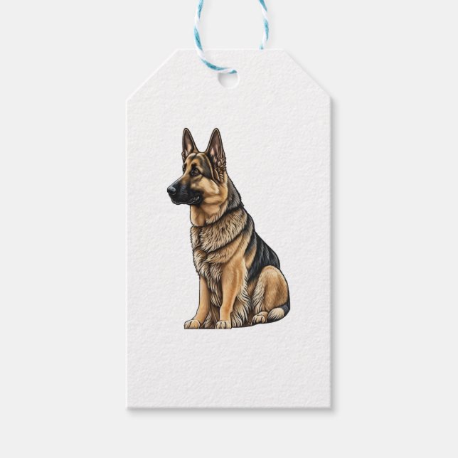 Etiqueta Para Presente German shepherd Sentado (Frente)