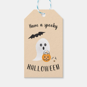 Etiqueta Para Presente Ghost ou boo de tratamento bonito de Halloween