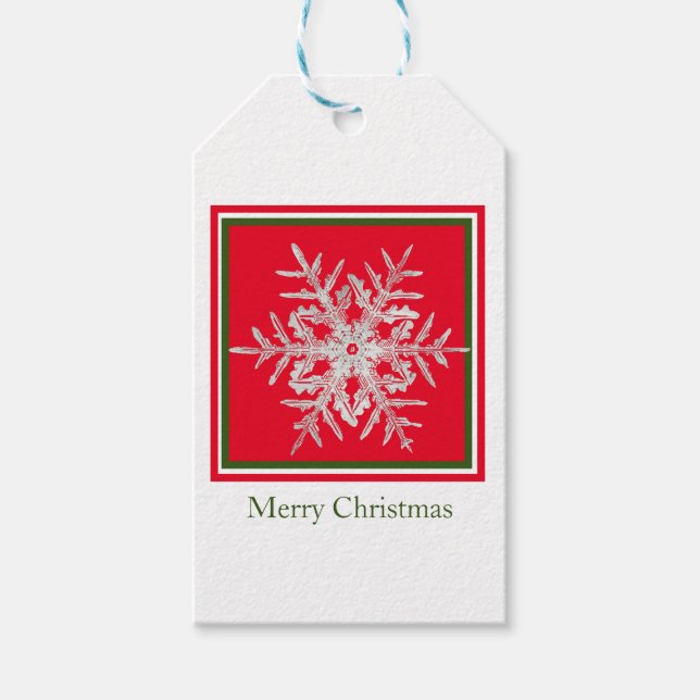 Etiqueta Para Presente Gift Tag Feliz Natal Bentley Snowflake (Frente)