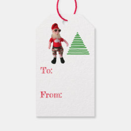 Etiqueta Para Presente Gift Tag - Surf Santa and Tree