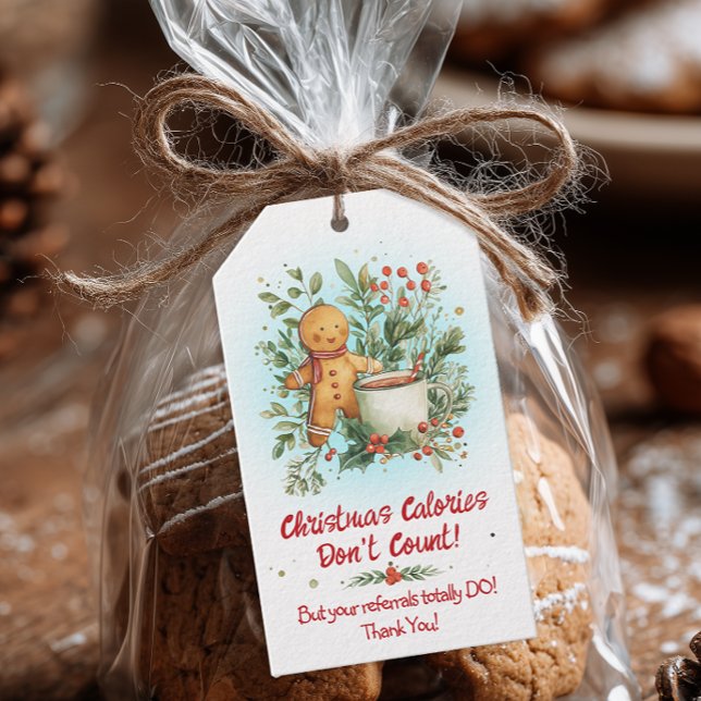 Etiqueta Para Presente Gingerbread Christmas Pop-By (Christmas Referral Thank you Tag for Customers)