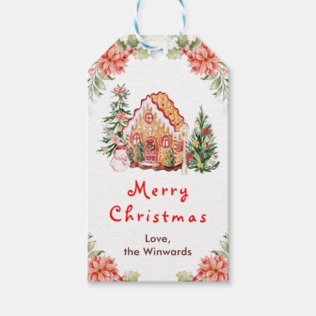 Etiqueta Para Presente Gingerbread House Red Merry Christmas (Frente)