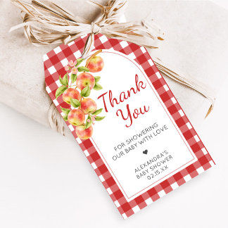 Etiqueta Para Presente Gingham Apple of Our Eye Baby Shower Favor Tags