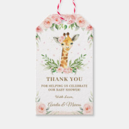 Etiqueta Para Presente Girafa Floral Rosa Chá de fraldas Selva Animais