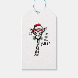 Etiqueta Para Presente Girafa Fofa Com Chapéu de Papai Noel Feliz Natal A