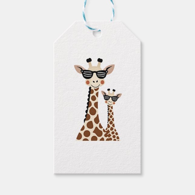 Etiqueta Para Presente Giraffe with Sunglasses Jungle Safari Animal Giraf (Frente)