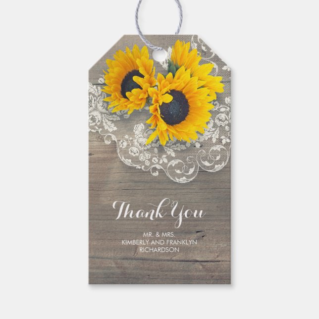 Etiqueta Para Presente Girassóis rendas Raça País Russo Especial Madeira (Frente)