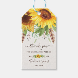 Etiqueta Para Presente Girassóis rústicos de Boho que Wedding o obrigad
