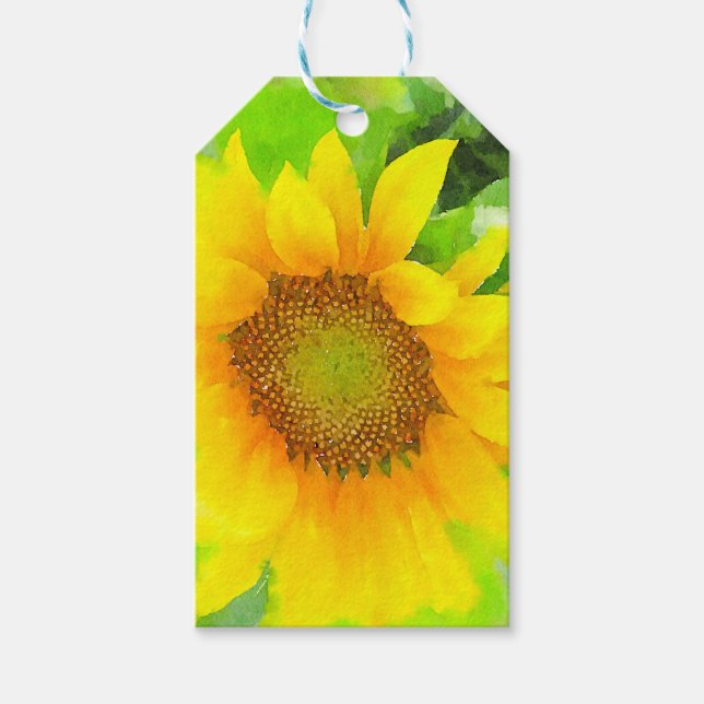 Etiqueta Para Presente Girassol Amarelo Brilhante e Alegre (Frente)