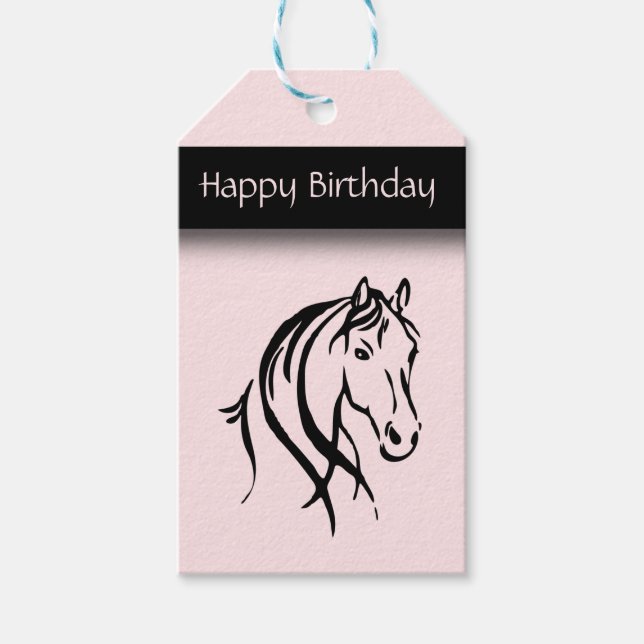 Etiqueta Para Presente Girls Equine Birthday (Frente)