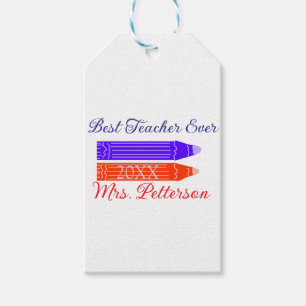 Etiqueta Para Presente Giz de cera azul vermelho melhor professor de todo