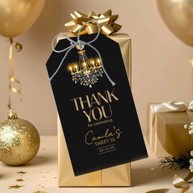 Etiqueta Para Presente Glam Chandelier Sweet 16 ID1108 (Criador carregado)