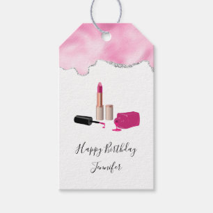 Etiqueta Para Presente Glam Lipstick cor-de-rosa e belas unhas Beleza Pol