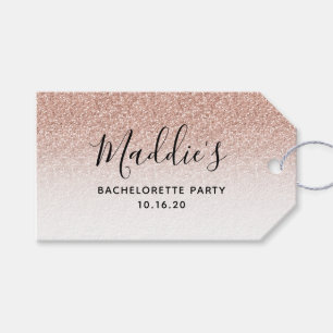 Etiqueta Para Presente Glam Pink Ombre Glitter Bachelorette Nome Brilhant