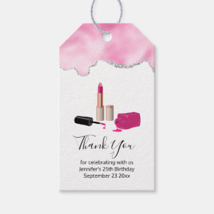 Etiqueta Para Presente Glam Rosa Lipstick e Nail Polonês Obrigado