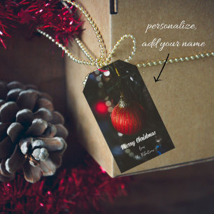 Etiqueta Para Presente Glamour vermelho natalício e terra