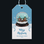 Etiqueta Para Presente Glass Snowball Winter Village Foliage Christmas<br><div class="desc">Vidro Festivo Snowball Winter Village Foliage Natal Holiday Tag. O conto de fadas se casa no inverno com neve e belos flocos de neve. Lindas plantas brancas e azuis escalando. Um desejo Feliz de Natal em um roteiro de tendências. Você pode alterar qualquer texto na etiqueta, </div>