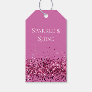 Etiqueta Para Presente Glitter Cintilante Rosa