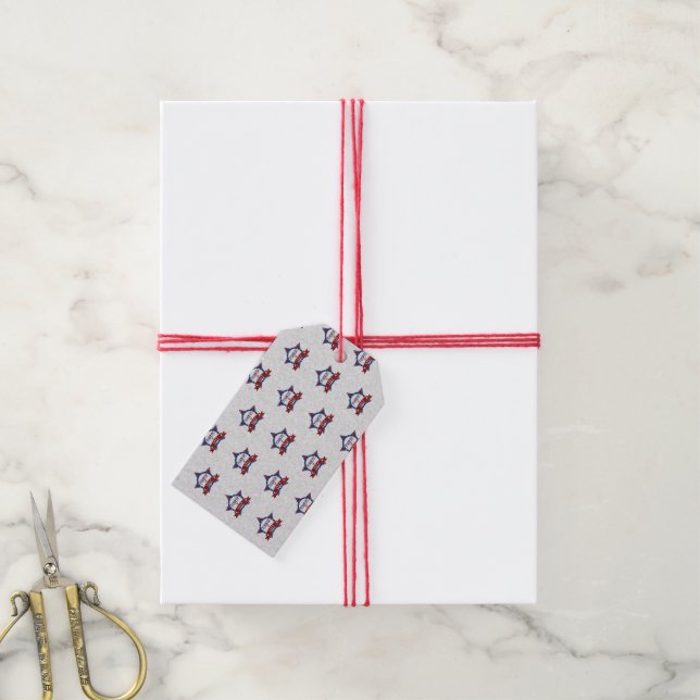 Etiqueta Para Presente Glitter do Quatro de Julho (Com cordão)