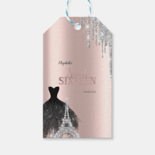 Etiqueta Para Presente Glitter Drips,Vestido,Torre Eiffel Sweet 16