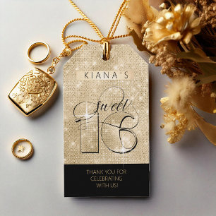 Etiqueta Para Presente Glitter e Shine Sweet 16 Black/Dourado ID675
