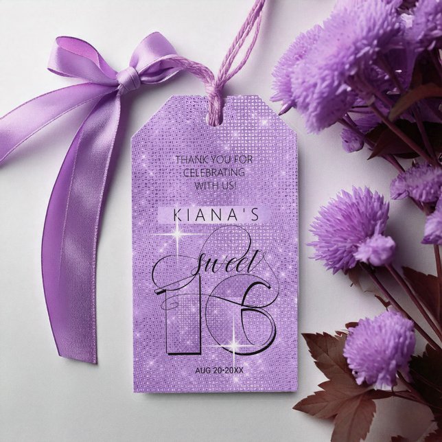 Etiqueta Para Presente Glitter e Shine Sweet 16 Violet ID675 (Criador carregado)