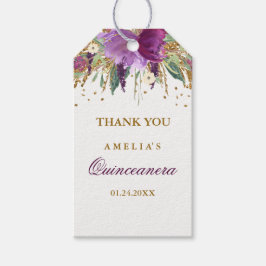 Etiqueta Para Presente Glitter Floral Ametist Quinceanera Tags