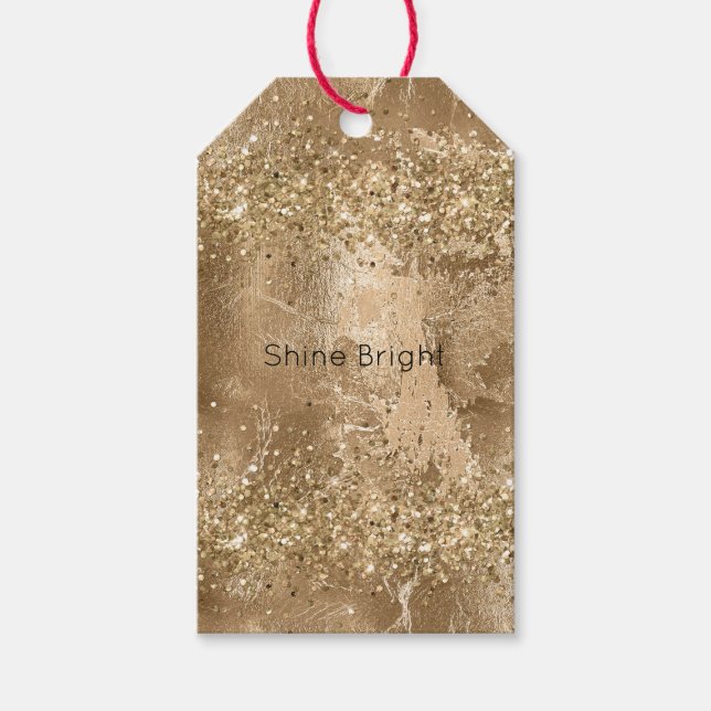 Etiqueta Para Presente Glitter Glitter Dourado Sparkles (Frente)