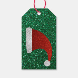 Etiqueta Para Presente Glitter Santa Hat