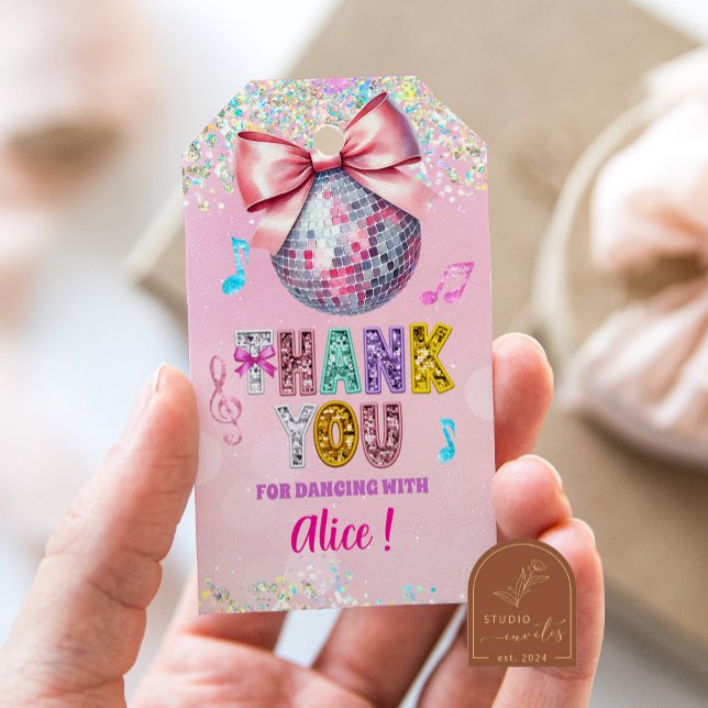 Etiqueta Para Presente Glitter Sequins Disco Ball Girl (Criador carregado)