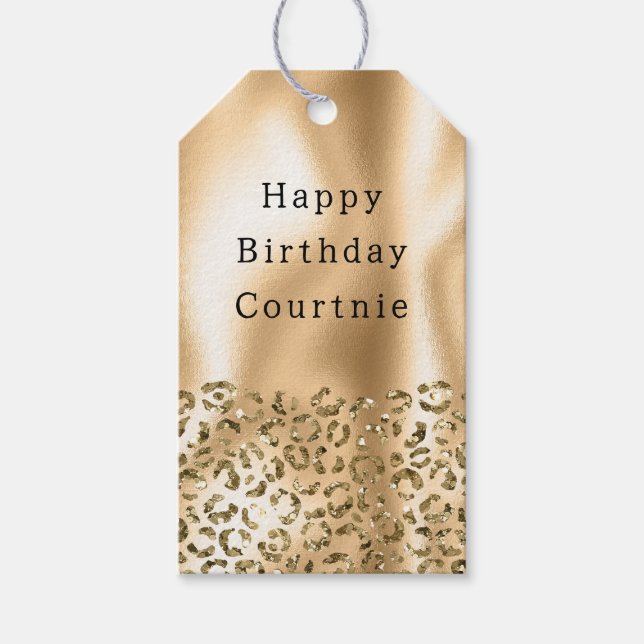 Etiqueta Para Presente Glitzy Animal Glam Dourado (Frente)
