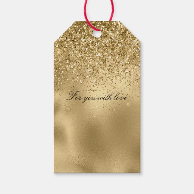 Etiqueta Para Presente Glitzy Dourado Glitzy Glitter Sparkle (Frente)