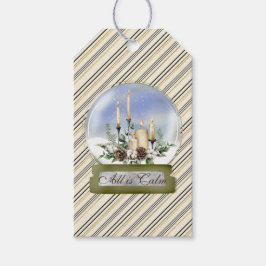 Etiqueta Para Presente Globo Elegante de Neve com Velas e Bough