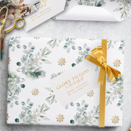 Etiqueta Para Presente Glória Dourada moderna a Deus Natal Religioso