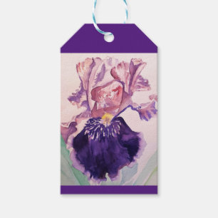 Etiqueta Para Presente Glorioso Púrpura Íris Flor Flor Aquarela