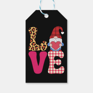 Etiqueta Para Presente Gnome do Amor Dia dos Namorados Plaid Vermelho de 