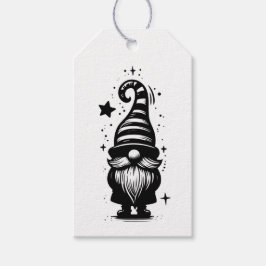 Etiqueta Para Presente Gnome Feliz Natal Chic Grunge Preto e Branco