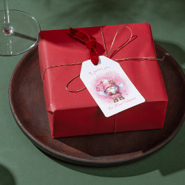 Etiqueta Para Presente Gnomo Gnomo, Cor de Água Rosa, Dia Valentino