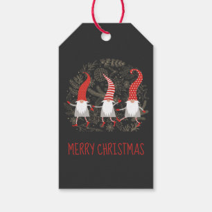 Etiqueta Para Presente Gnomos Caprichosos Feliz Natal Vermelho Preto