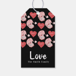 Etiqueta Para Presente Gnomos Corações Dia de os namorados Desenhado