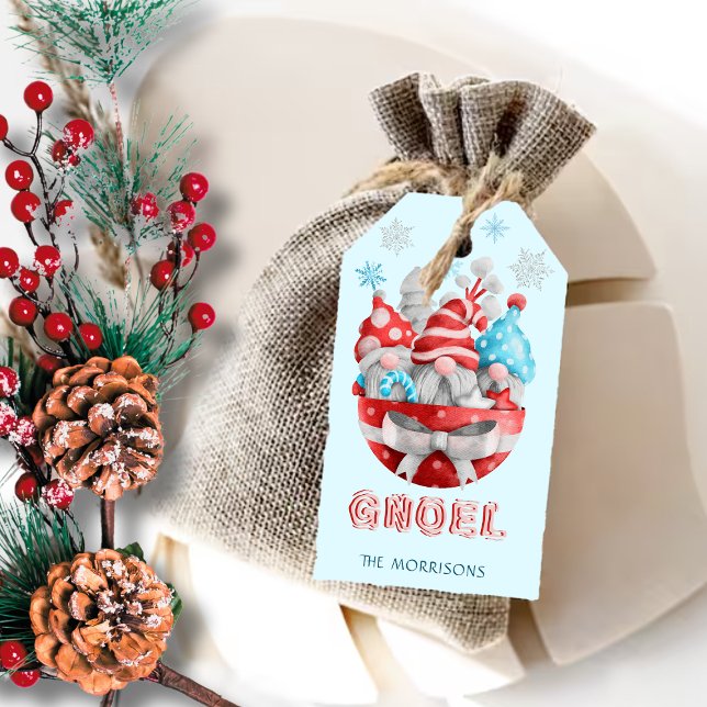Etiqueta Para Presente Gnomos de Natal Bonitos Gnoel (Criador carregado)