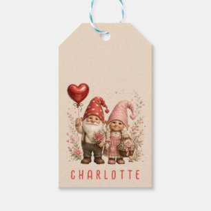 Etiqueta Para Presente Gnomos do Dia dos Namorados Florais Personalizados