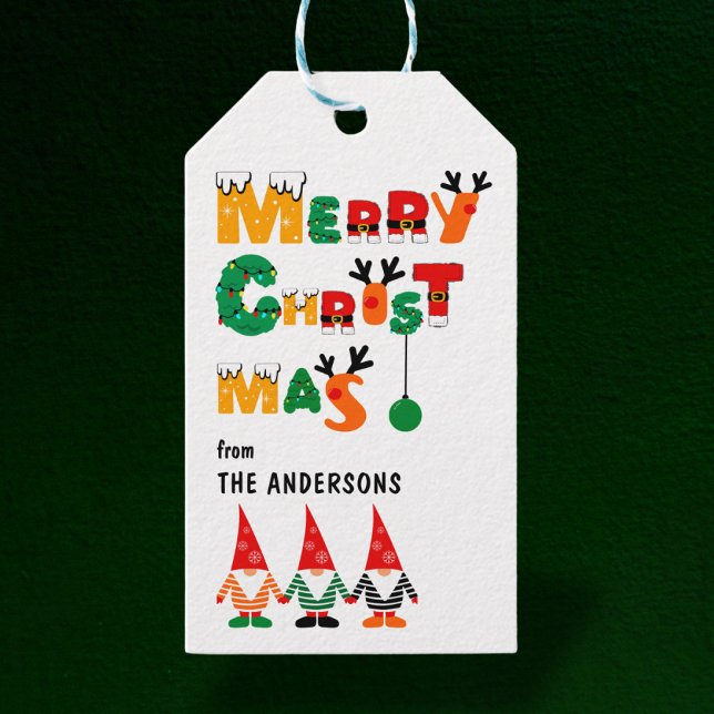 Etiqueta Para Presente Gnomos Letras Imaginosas Felizes Feliz Natal (Criador carregado)