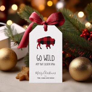 Etiqueta Para Presente Go Wild Buffalo Black and Red Xadrez ID602