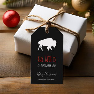 Etiqueta Para Presente Go Wild White Buffalo Black and White Xadrez ID602